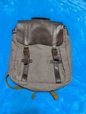 🎒 Rugged Meets Refined: Brown Canvas & Leather Backpack 🎒